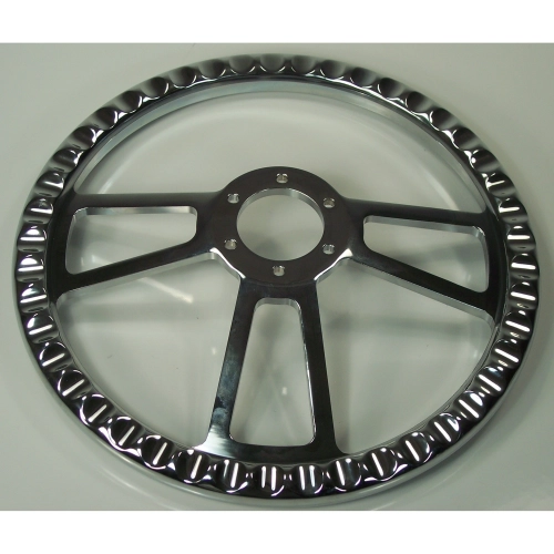 Steering Wheel, Billet 14 Diameter, 1 Dish, 3 Spoke 6 Bolt