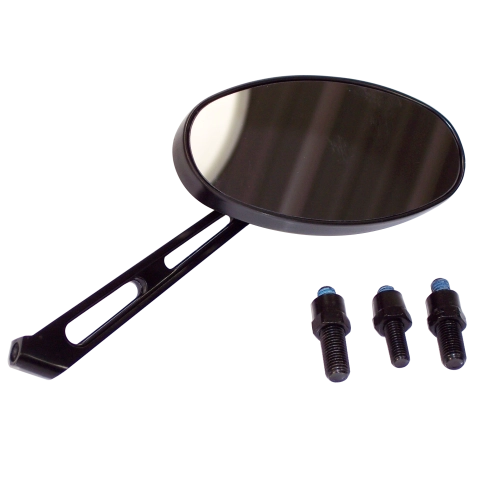 Side Mirror, Oval Left Or Right, Black Bolt On, Each