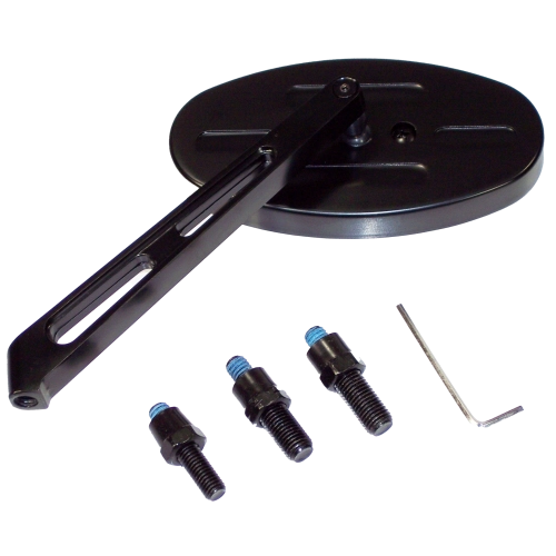Side Mirror, Oval Left Or Right, Black Bolt On, Each