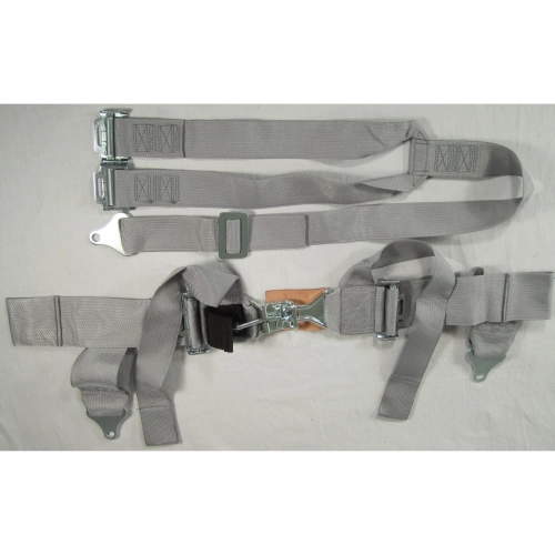 Seat Belt, 2 Shoulder & 3 Lap, Duck Bill, Deluxe Grey